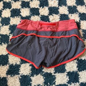 Lululemon Speed Shorts-Love Red/Coal, Size 6